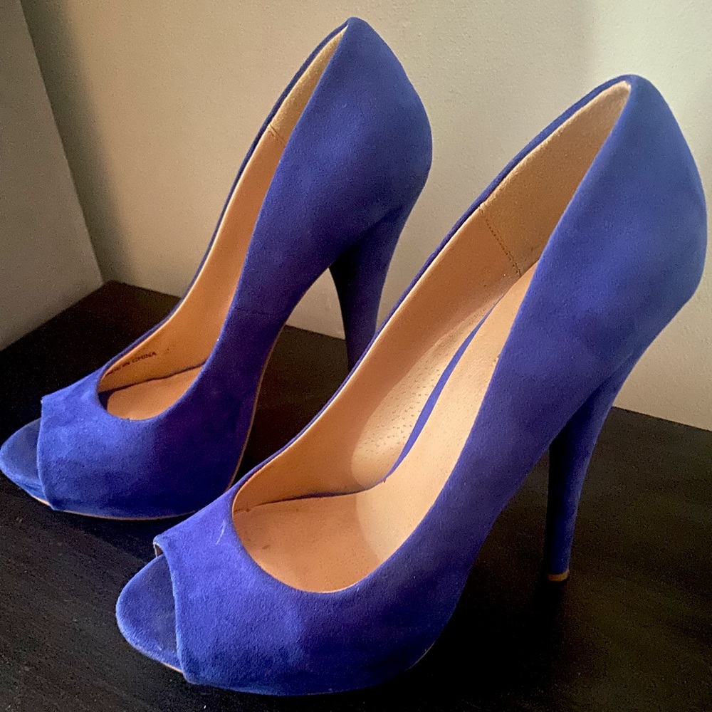 Blue Peep Toe Heels